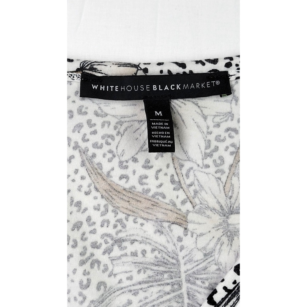 White House Black Market V Neck Top Medium Animal & Floral Print Ruffle Sleeves - Picture 4 of 7